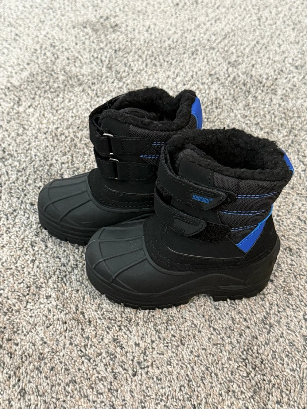 Kids Black and Blue Winter Snow Boots